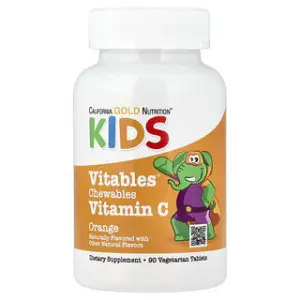 California Gold Nutrition Vitables®, Chewable Vitamin C with Bioflavonoid Complex for Children, Orange, Vegetarian Tablets