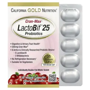 California Gold Nutrition CranMax® LactoBif® Probiotics, 25 Billion CFU, Veggie Capsules