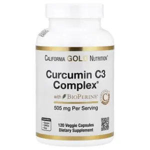 California Gold Nutrition Curcumin C3 Complex® with BioPerine® Black Pepper Extract, Turmeric Curcumin Complex, Enhanced Bioavailablity, Veggie Capsules