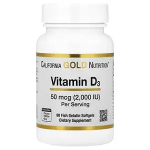California Gold Nutrition Vitamin D3, 50 mcg (2,000 IU), Fish Gelatin Softgels