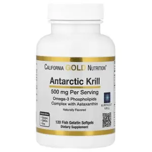 California Gold Nutrition Antarctic Krill Oil, Omega-3 Phospholipids Complex with Astaxanthin, Natural Strawberry and Lemon, 500 mg, Fish Gelatin Softgels